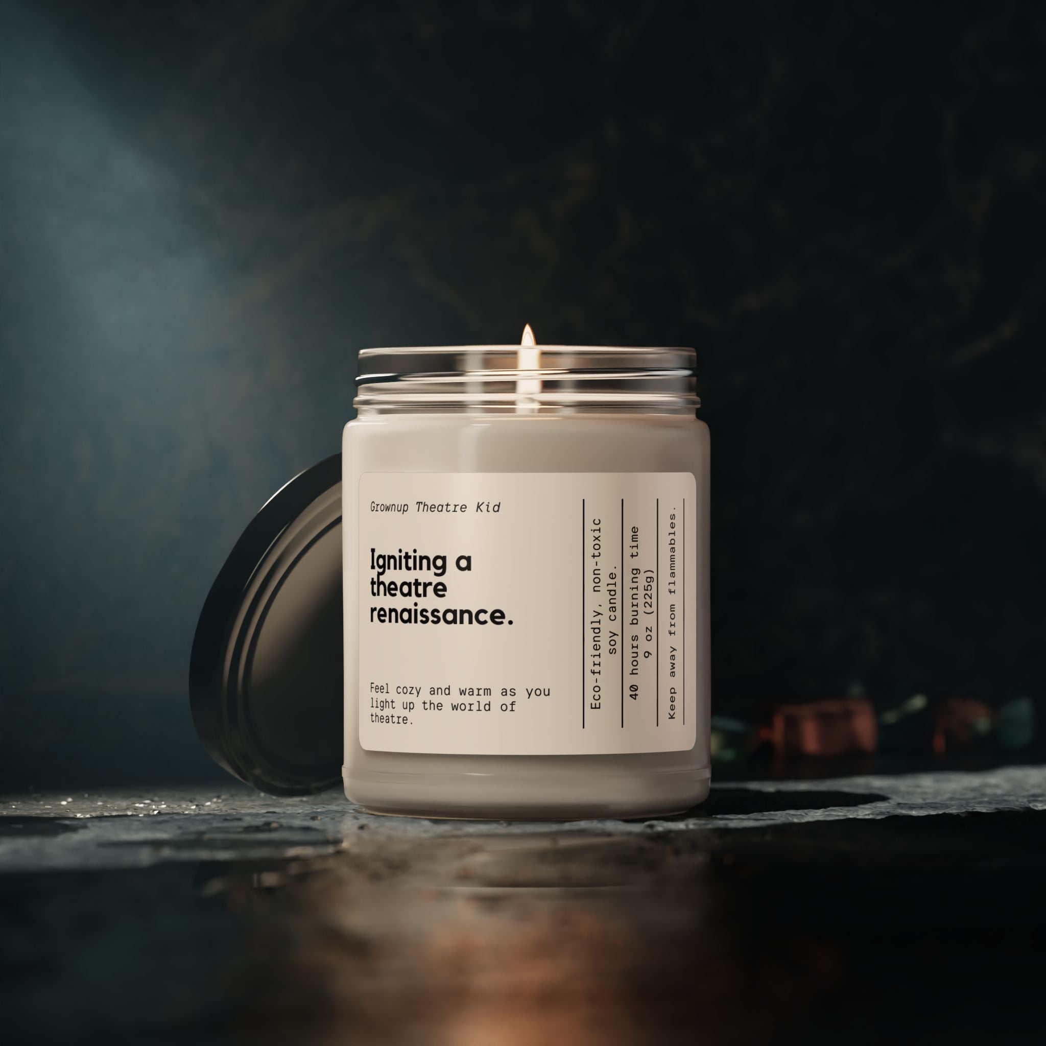 Eco-Friendly Scented Soy Candle - "Igniting a Theatre Renaissance" - 9oz